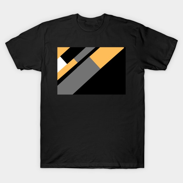 Gold, White, Black, and Grey Rectangle and Triangle pattern T-Shirt by BirdsnStuff